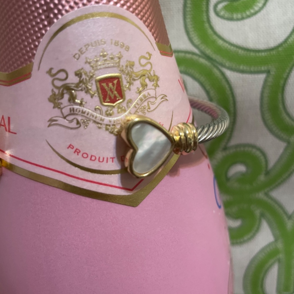 Two Tone Adjustable Heart Bangle - image 3